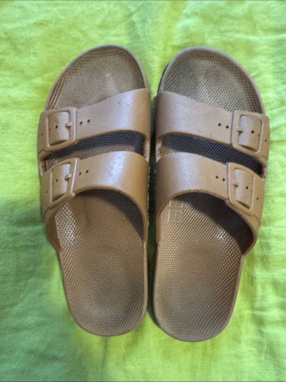 Freedom Moses Two-Buckle Slide Sandal in Dark Brown